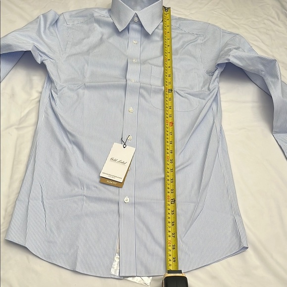 Roundtree & Yorke Blue Dress Shirt Classic Pinstripe - Picture 3 of 11
